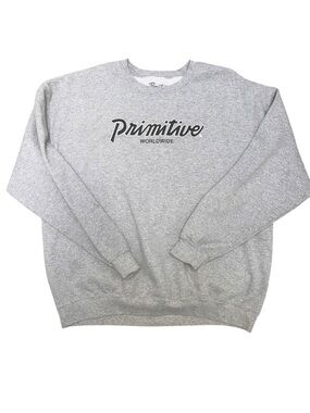 Primitive Grey Crewneck Sweatshirt with Script Logo
